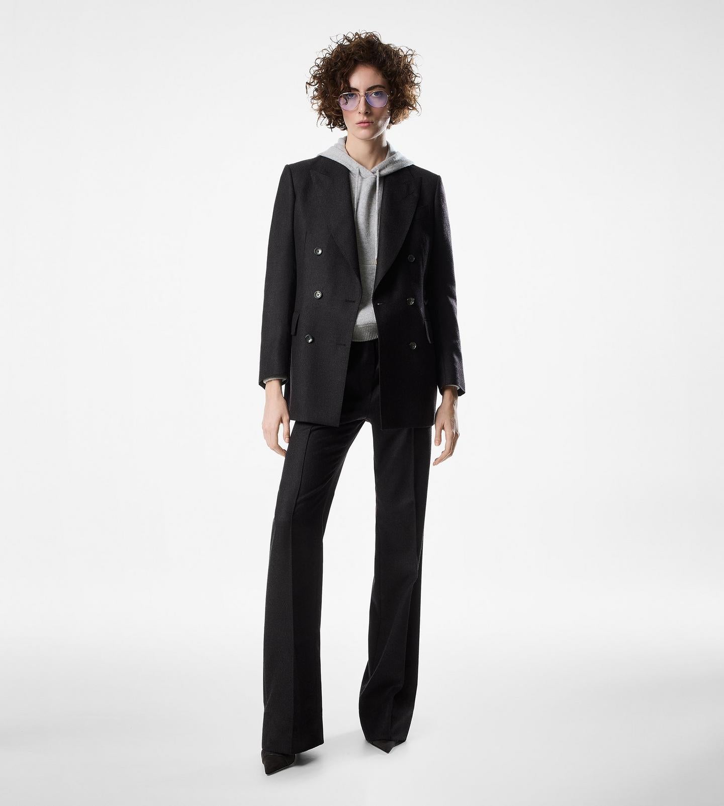 DOUBLE BREASTED PEAK LAPEL CASHMERE JACKET