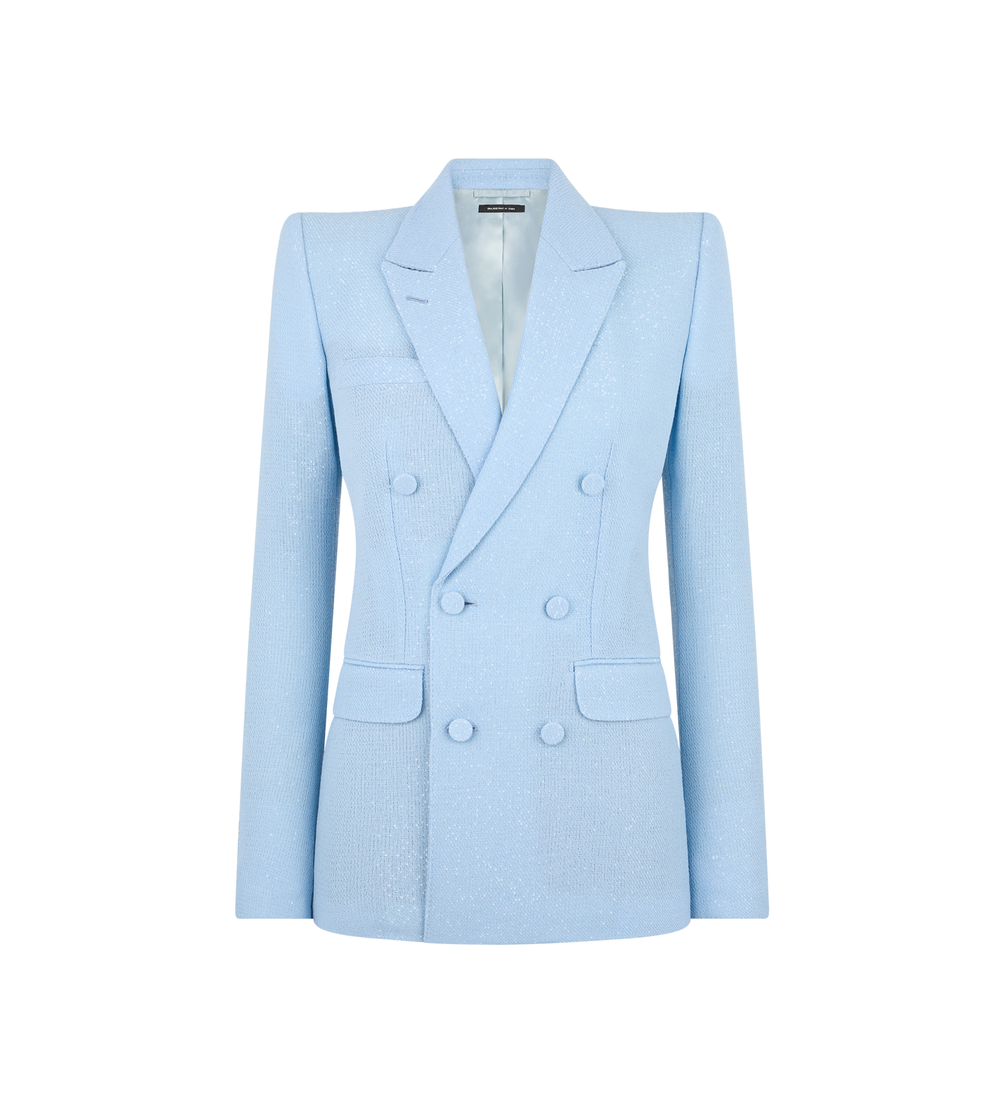 SEQUINED WOOL BLEND CREPE DOUBLE BREASTED JACKET