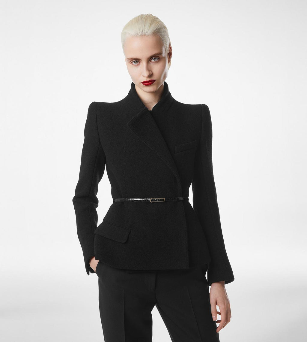 COMPACT STRETCH BOUCLE' WRAP JACKET