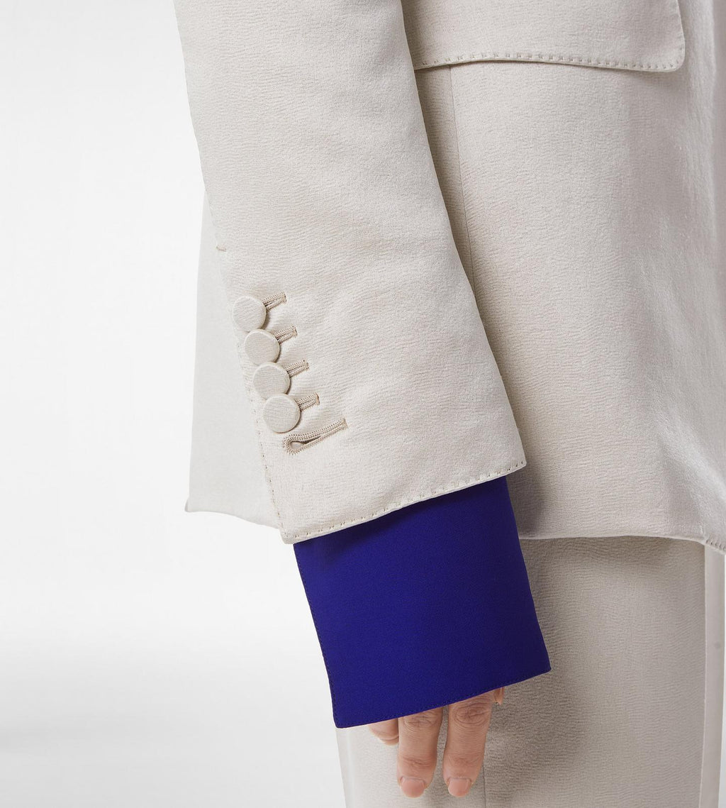 WASHED COTTON SILK BLEND DUCHESSE SINGLE BREASTED JACKET