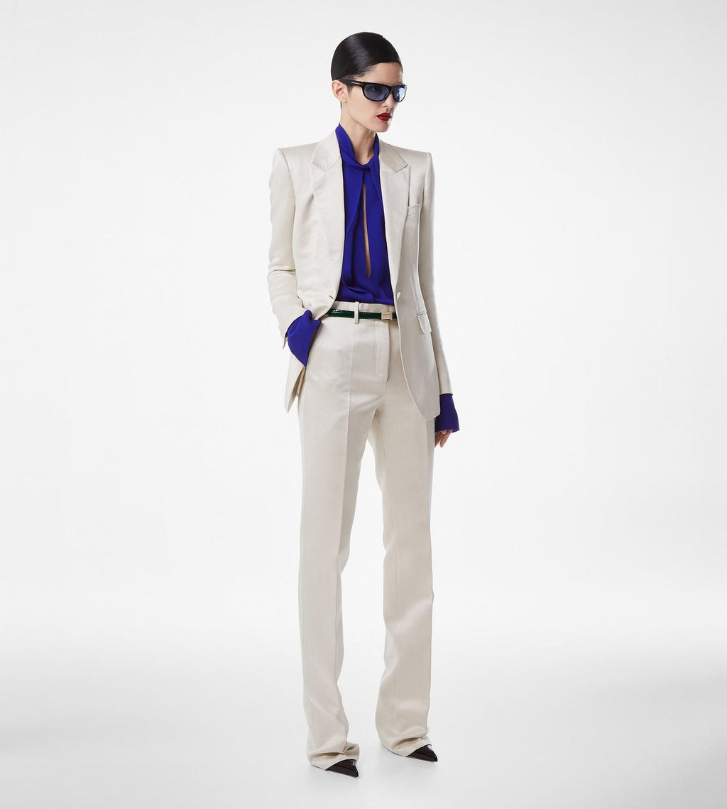 WASHED COTTON SILK BLEND DUCHESSE SINGLE BREASTED JACKET