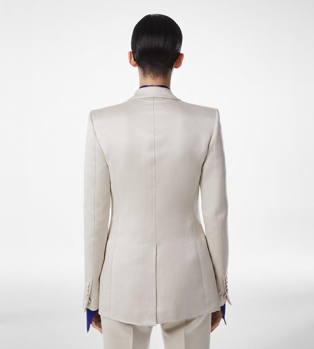 WASHED COTTON SILK BLEND DUCHESSE SINGLE BREASTED JACKET