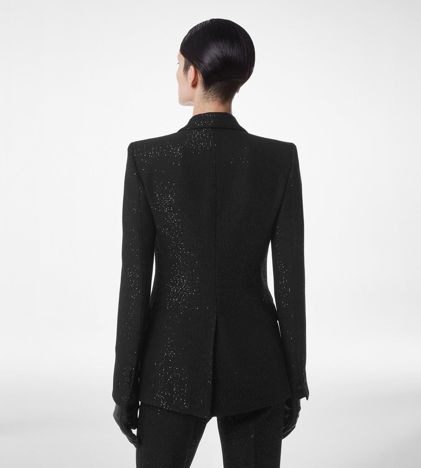 SEQUINED WOOL BLEND CREPE SINGLE BREASTED JACKET