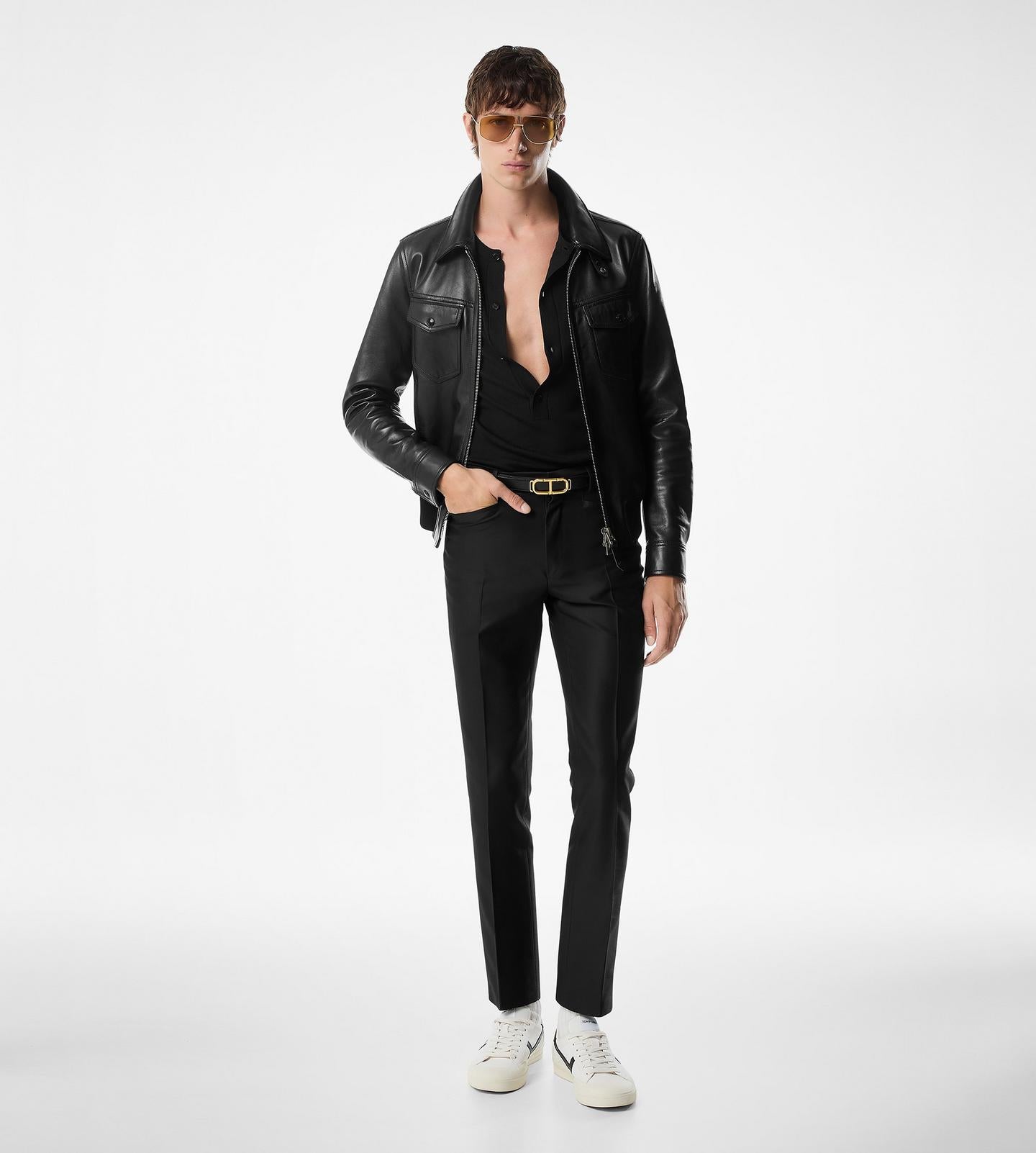 NAPPA GRAIN LEATHER COLLAR BLOUSON