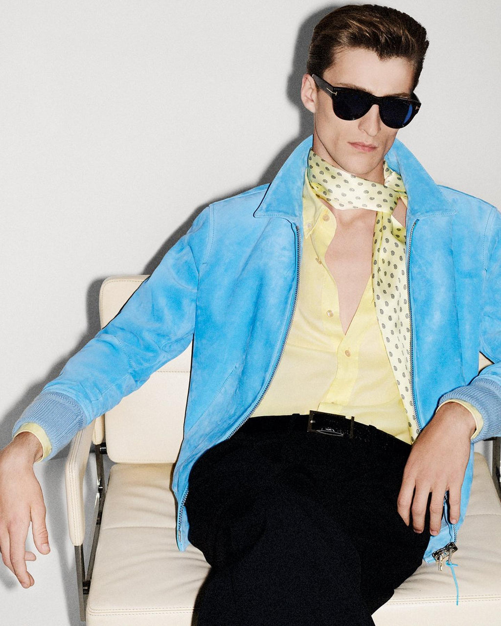 CASHMERE SUEDE COLLAR BLOUSON