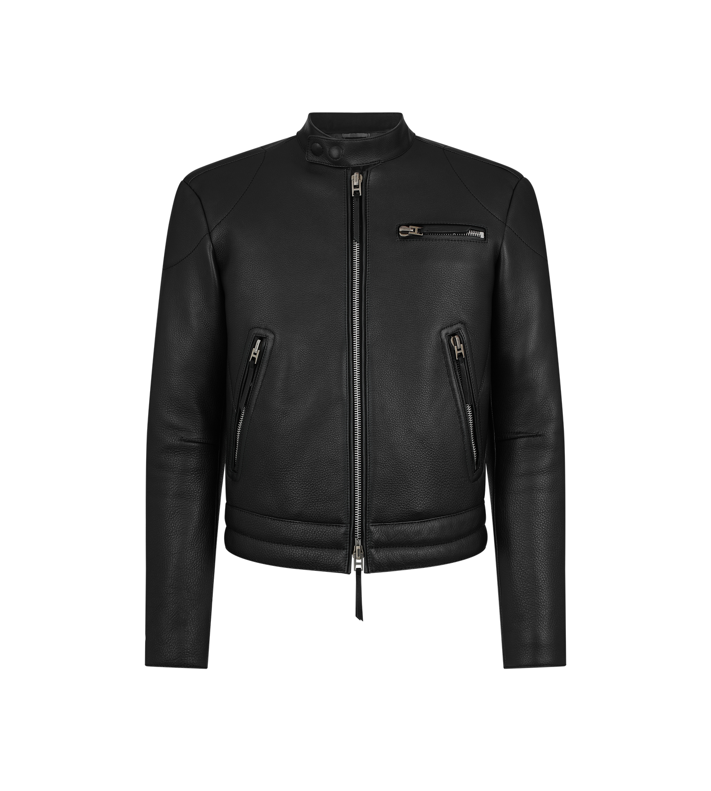 GRAIN LEATHER ZIP BIKER