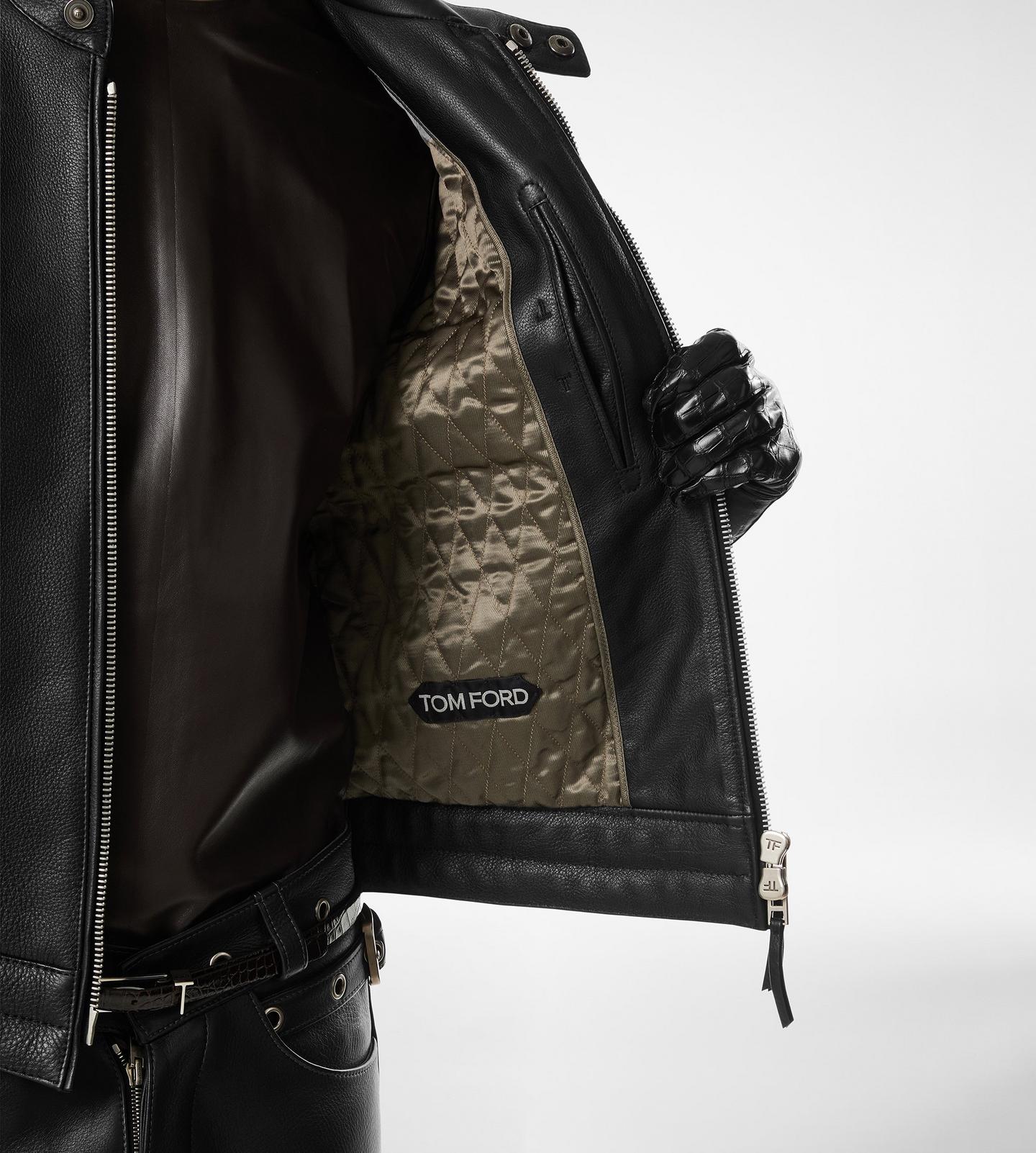 GRAIN LEATHER ZIP BIKER