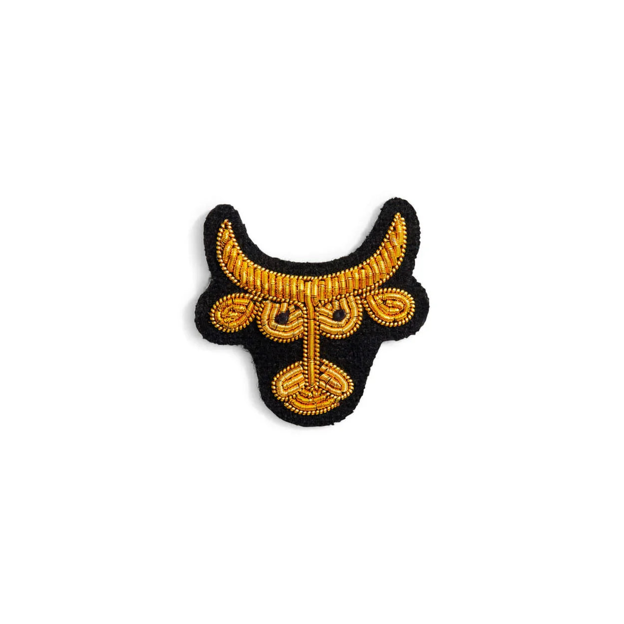 Black & gold taurus zodiac brooch - bull